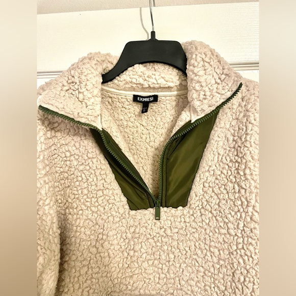 Express Sherpa Quarter Zip Pullover Sweater - Picture 2 of 3